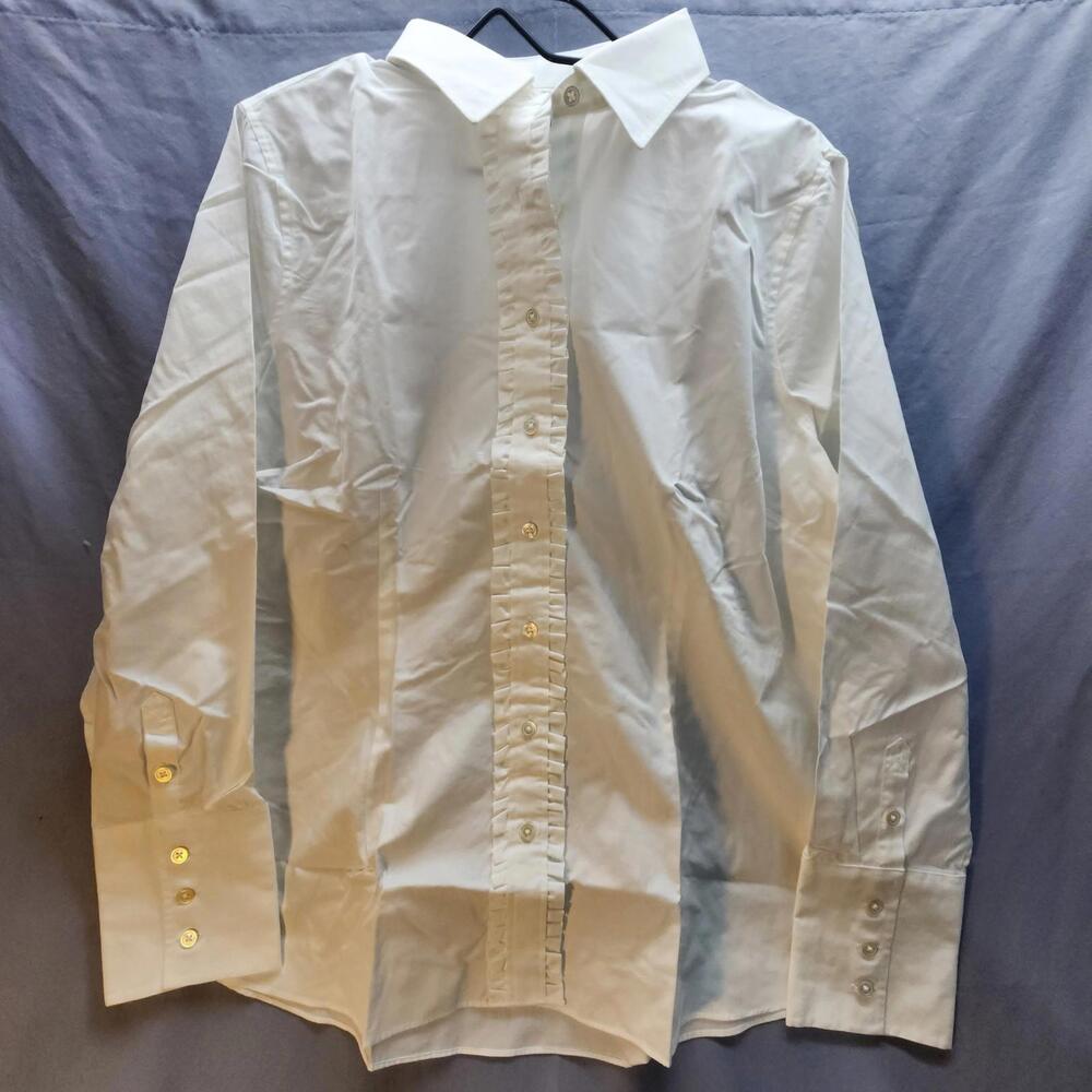 Lands End Button Down Long Sleeve White‎ Blouse Size 18 100% Baumwolle NWOT